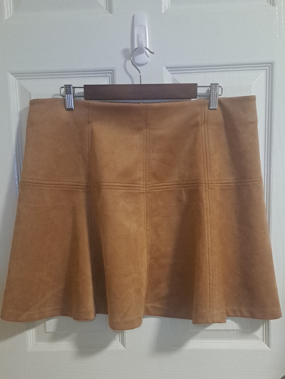 LC Lauren Conrad Camel Suede A-Line Panel Skirt